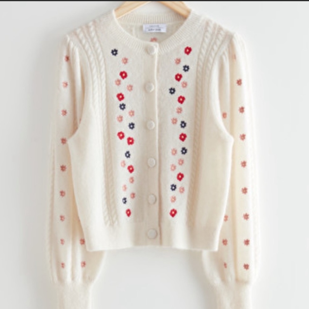 NWT & Other Stories Floral Embroidered Cardigan. Size XS.